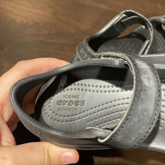 Crocs Swiftwater Jr Black Velcro Sandals Size 1 - Picture 8 of 10